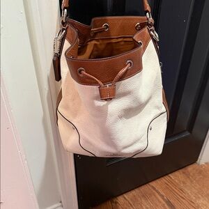 Coach Brown and Cream Leather Shoulder Bag